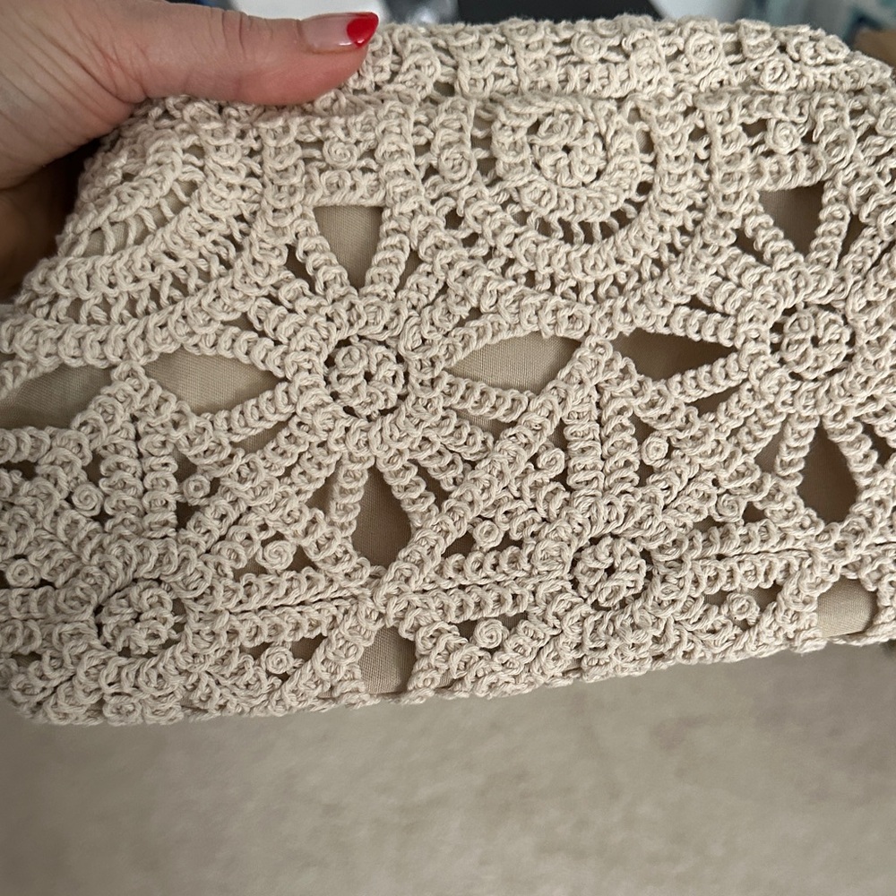 Elegant Cream Crochet Clutch
